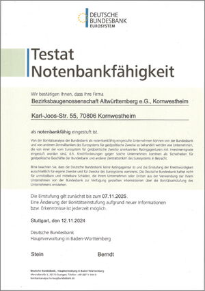 Notenbankfähigkeit durch die Bundesbank