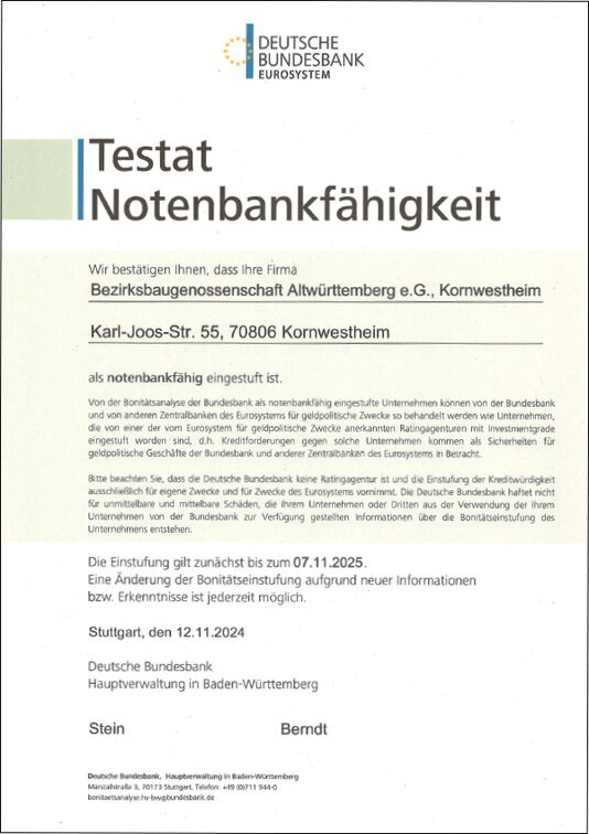 Notenbankfähigkeit durch die Bundesbank